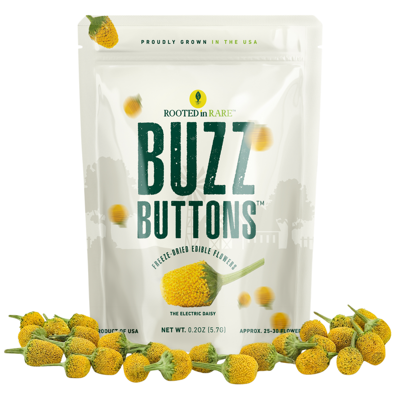 Buzz Buttons pouch with scattered yellow flowers