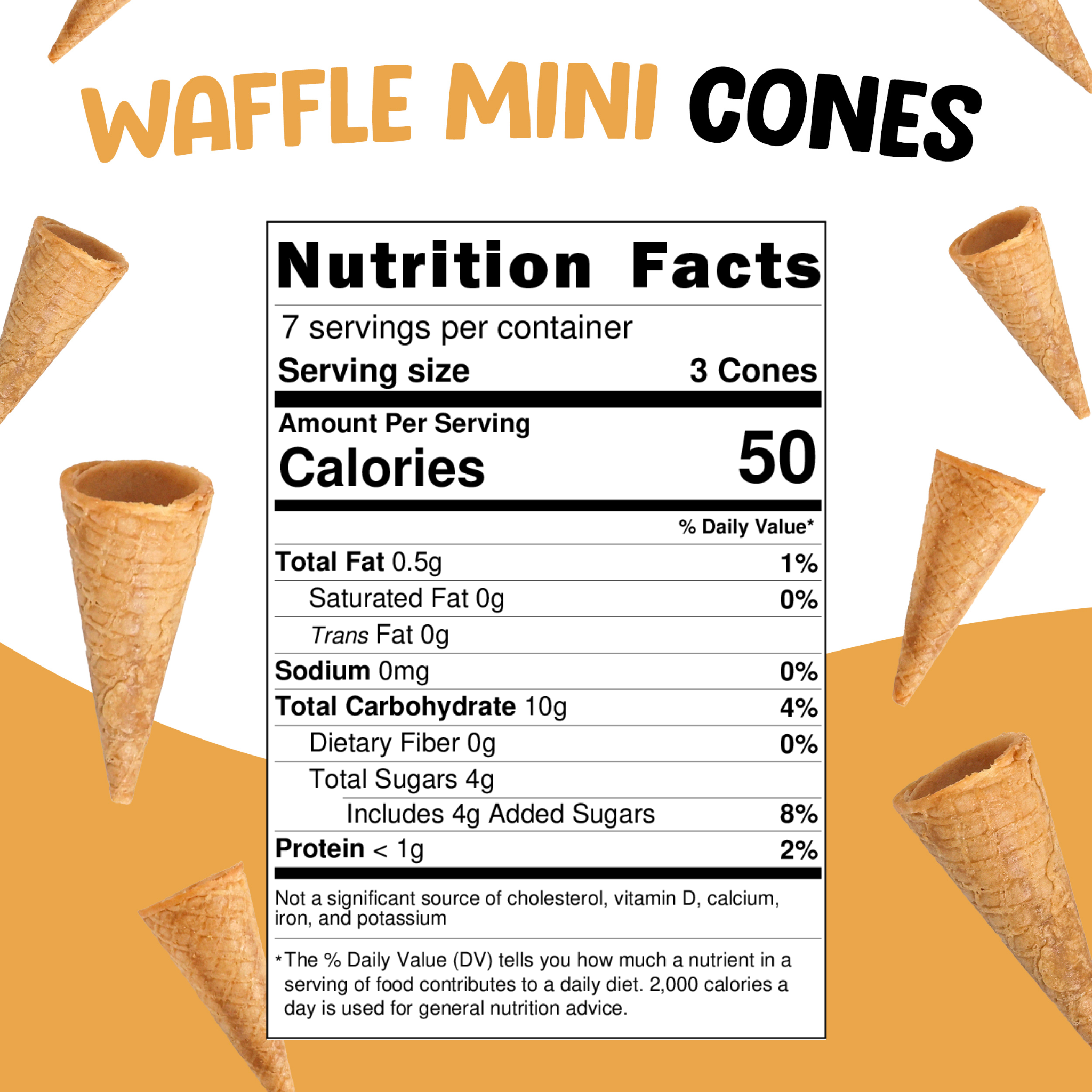 Mini Waffle Ice Cream Cones – Crispy Bite-Sized Dessert Cones for Ice Cream, Cake Pops, Chocolate Treats & Party Desserts