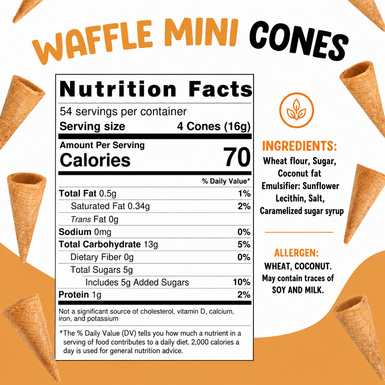 Mini Waffle Cones - 216 Cones